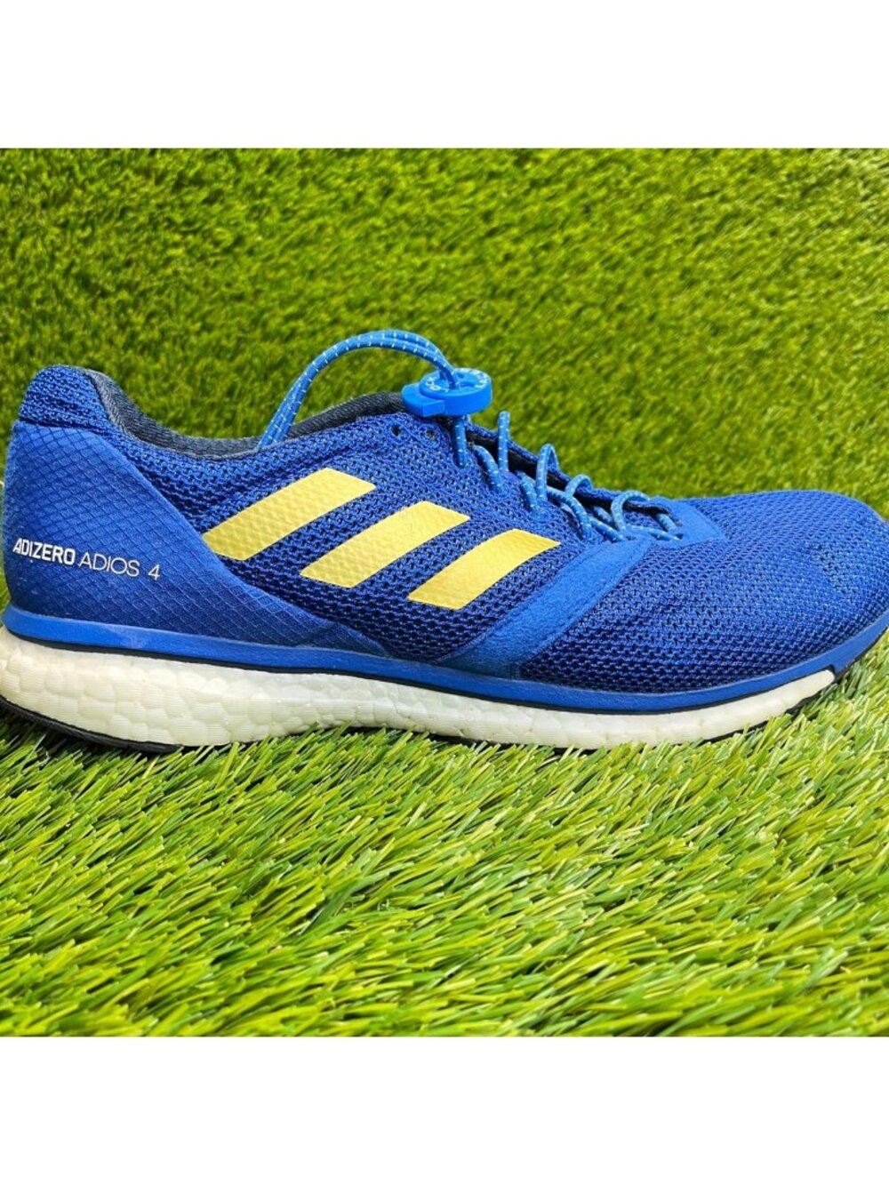 Adidas Adizero Adios 4 Mens Size 10 Blue‎ White Athletic Running Shoes Sneakers